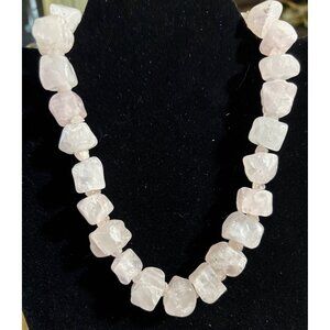 Rose Quartz‎ Chunky Bead Necklace 15” With Toggle Clasp